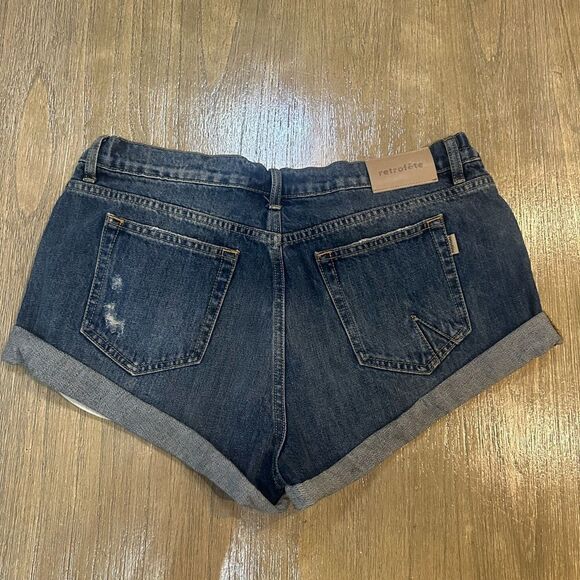 Retrofete Mallory Cuff Denim‎ Shorts Elastic Back Waist size 31 - Picture 11 of 15